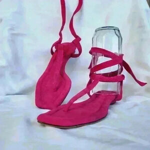 Alexandre Birman Hot Pink Seude Sandals Designer Shoes US 6.5